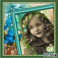 la petite fille (beige, vert et turquoise)🌷😊 - GIF animé gratuit