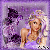 Portrait de femme - Fond violet