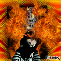 leaning tower of pisa on fire - GIF animate gratis