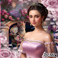 Une princesse et des roses - GIF animate gratis