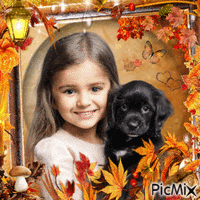 Portrait eines Kindes mit Hund - Nemokamas animacinis gif