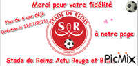 Merci pour votre fidélité à notre page Stade de Reims Actu Rouge et Blanc - GIF animate gratis