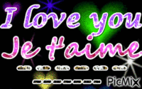 I love you/Je t'aime - Kostenlose animierte GIFs