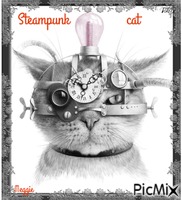 Steampunk cat анимированный гифка