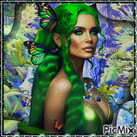 Mujer en verde y azul - Darmowy animowany GIF