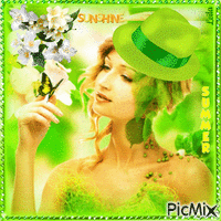 Summer Sunshine. Green lady - Бесплатный анимированный гифка