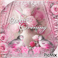 Good evening flowers bird pink - Bezmaksas animēts GIF