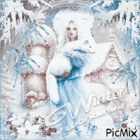 Winter woman animals BB - Безплатен анимиран GIF