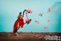 Djevojka na konju - Бесплатни анимирани ГИФ
