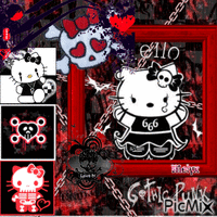 Hello Gothic Punk Kitty Animiertes GIF