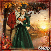 Herbstromantisches Paar