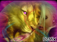 The Lion and the Girl! - Darmowy animowany GIF