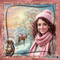 Portrait de femme en hivers - GIF animado grátis