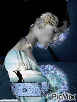 femme en bleu Animated GIF