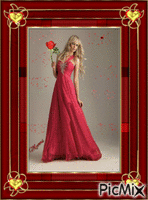femme et une rose GIF animé