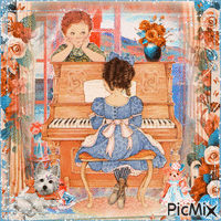 Girl at the Piano GIF animé