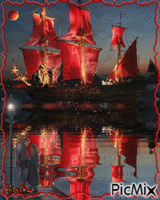 Magical red boat.🚢 animált GIF