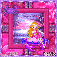 {♥}Girl on Crab in Pink & Purple{♥} Animated GIF