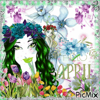 Hello April!  🌷🌷🙂 - GIF animé gratuit