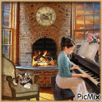 La pianiste. - GIF animé gratuit