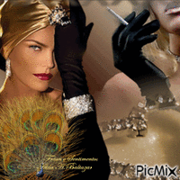 The woman and the peacock geanimeerde GIF