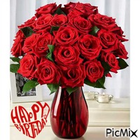 Happy BD Red Roses - GIF animado gratis