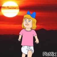 Baby and sunset - Ingyenes animált GIF