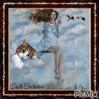 Fantasia mulher com seu gato - Nemokamas animacinis gif