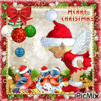 Merry Christmas. Little angel and the birds 2
