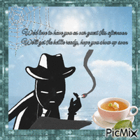 His evil shadow has a cup of tea Animiertes GIF