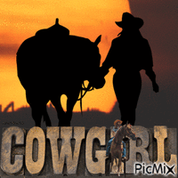 Cowgirl and her horse - Nemokamas animacinis gif