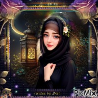 Portret muzułmańskiej dziewczyny - Бесплатный анимированный гифка