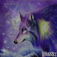 Purple Fantasy Wolf - GIF animasi gratis