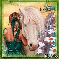 Woman & Horse анимирани ГИФ