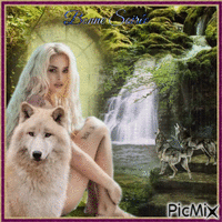 Concours : Fantasy woman with a wolf - Бесплатный анимированный гифка