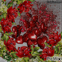 Roses et coeurs par BBM geanimeerde GIF