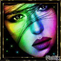 Abstract woman in bold colors - GIF animado grátis