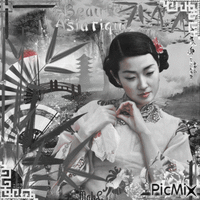 Portrait Asiatique en Noir et Blanc - GIF animé gratuit