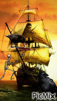 Galeón pirata animovaný GIF