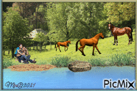Min@ landskap med hästar animoitu GIF