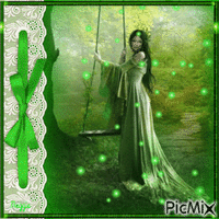 woman in green анимиран GIF