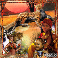 la beauté africaine et léopard