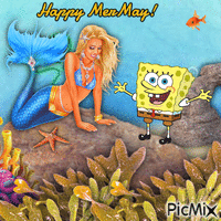 Spongebob and Pearl the mermaid アニメーションGIF