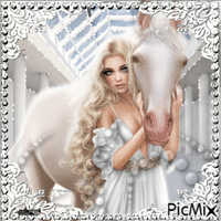 La femme et son cheval blanc