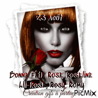 Bonne fête Rose Roseline Lili-Rose Rosy Romy animowany gif