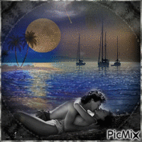 Night,sea,romance - Gratis animeret GIF