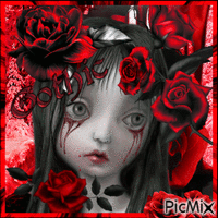 Gothic Woman and Roses