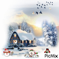 joyeux bonjour des bonhommes de neige animovaný GIF