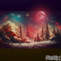 Blood moon in winter - GIF animé gratuit