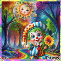 Clown coloré et sympathique - Animovaný GIF zadarmo